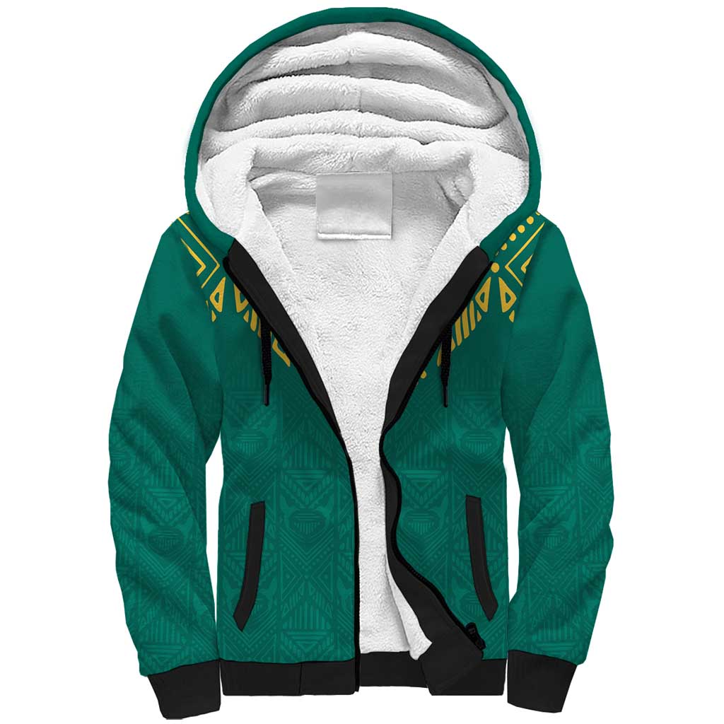 Jamaica Tribal Custom Football Sherpa Hoodie Green Style - Wonder Print Shop