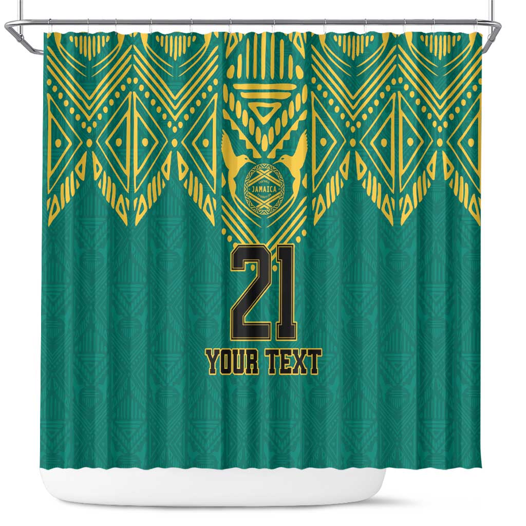 Jamaica Tribal Custom Football Shower Curtain Green Style
