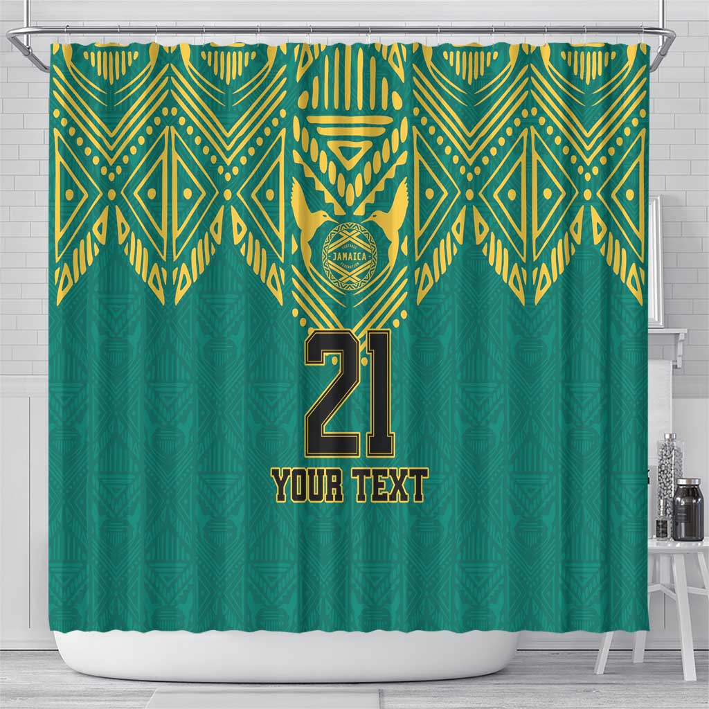 Jamaica Tribal Custom Football Shower Curtain Green Style