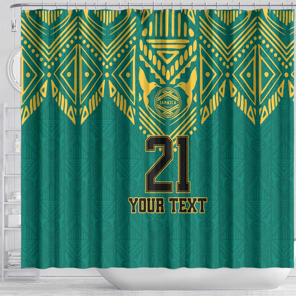 Jamaica Tribal Custom Football Shower Curtain Green Style