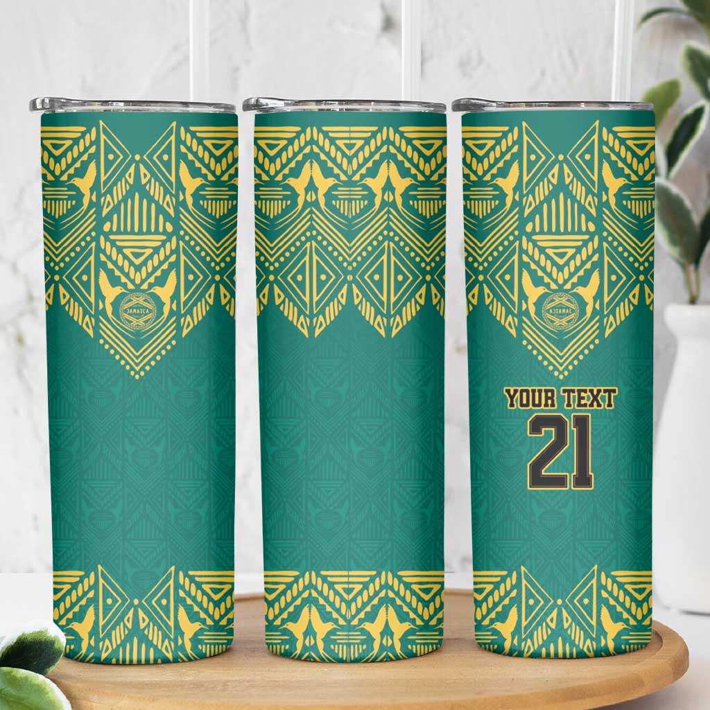 Jamaica Tribal Custom Football Skinny Tumbler Green Style - Wonder Print Shop