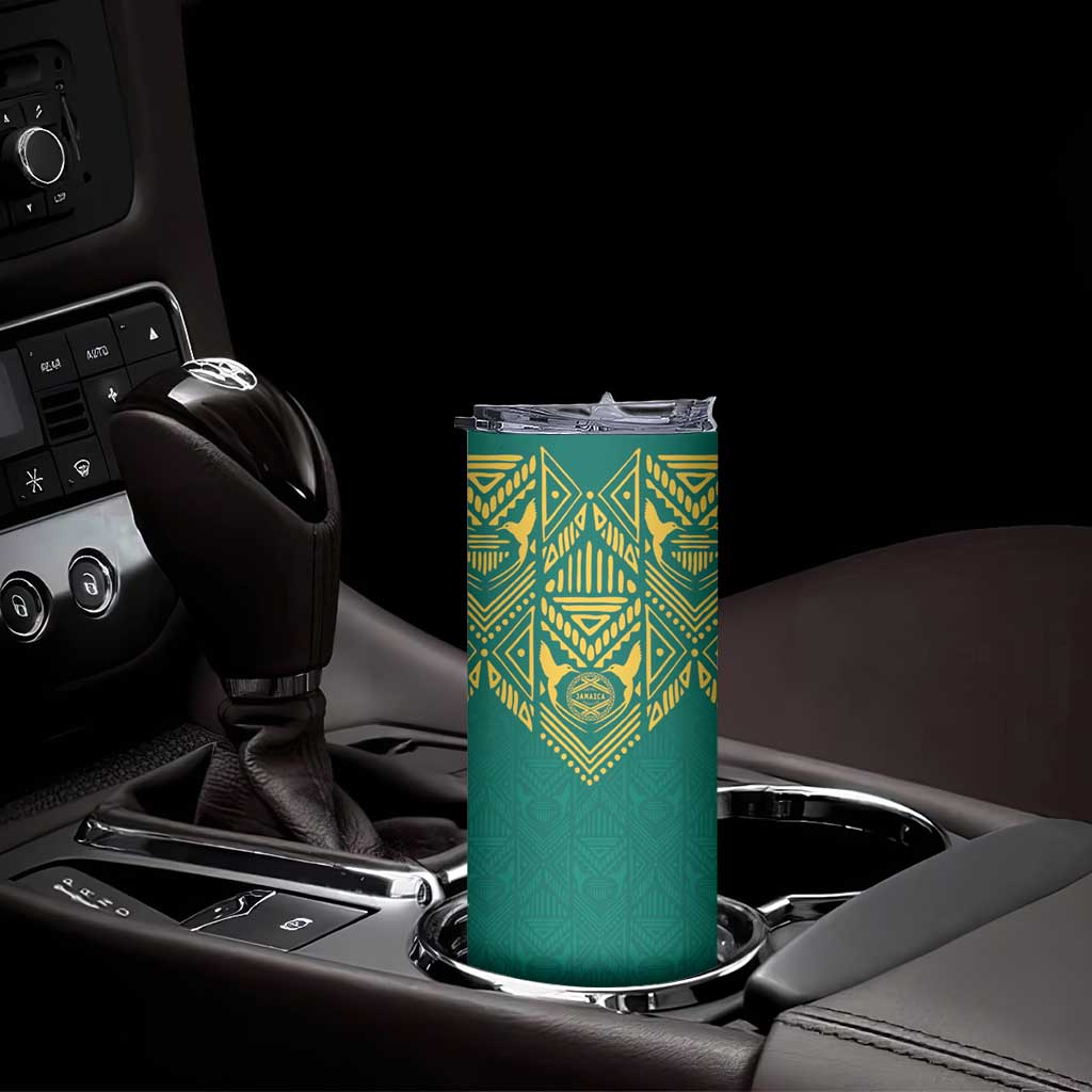Jamaica Tribal Custom Football Skinny Tumbler Green Style - Wonder Print Shop