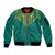 Jamaica Tribal Custom Football Sleeve Zip Bomber Jacket Green Style - Wonder Print Shop