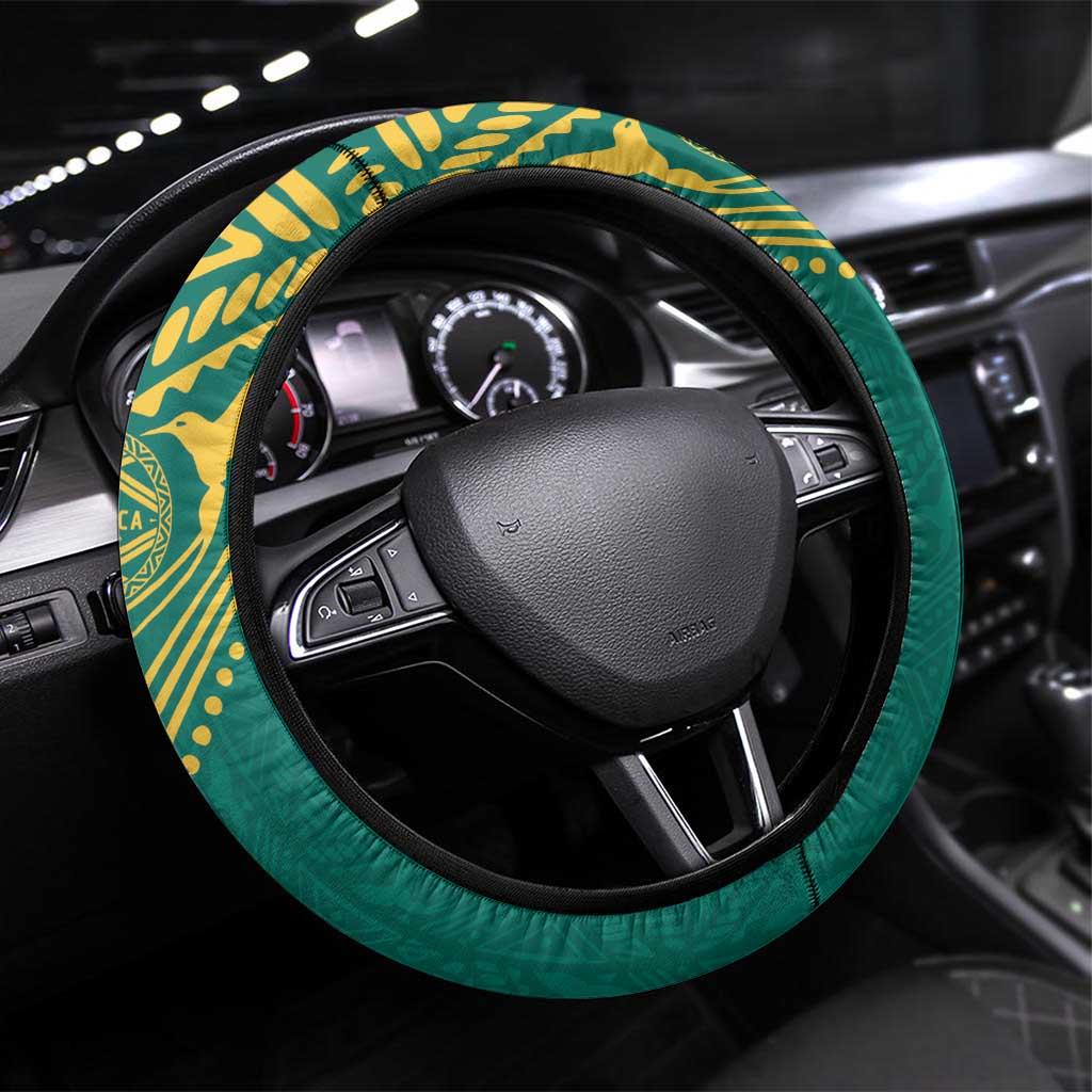 Jamaica Tribal Football Steering Wheel Cover Green Style - Wonder Print Shop