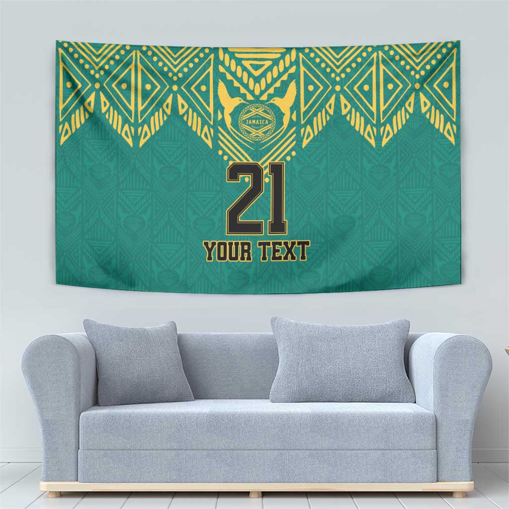 Jamaica Tribal Custom Football Tapestry Green Style - Wonder Print Shop