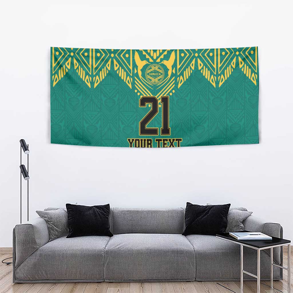 Jamaica Tribal Custom Football Tapestry Green Style - Wonder Print Shop
