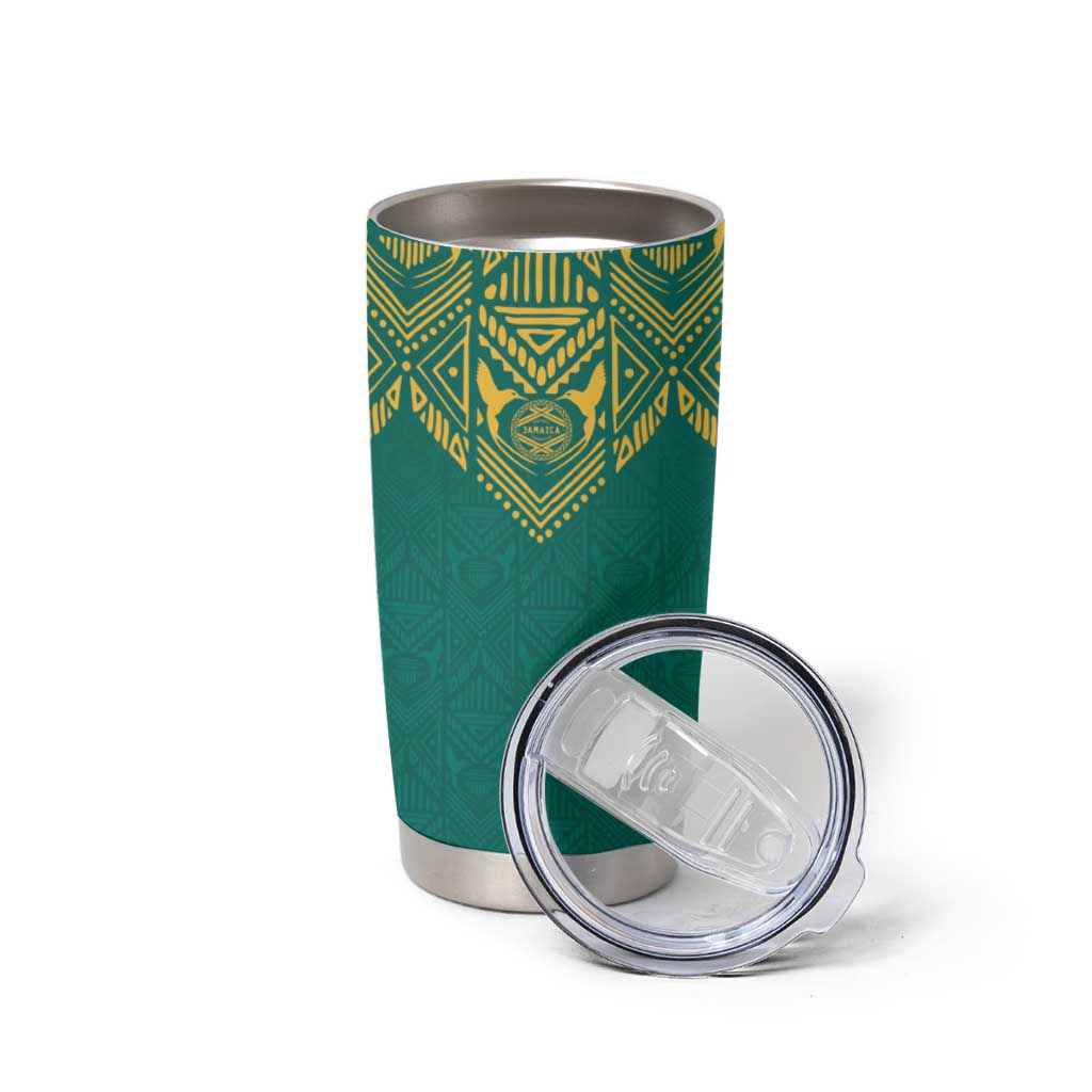 Jamaica Tribal Custom Football Tumbler Cup Green Style - Wonder Print Shop