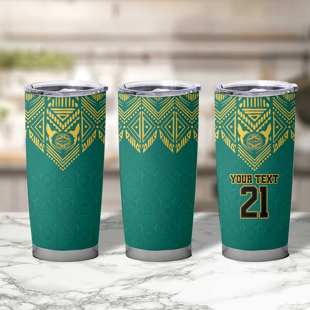 Jamaica Tribal Custom Football Tumbler Cup Green Style - Wonder Print Shop