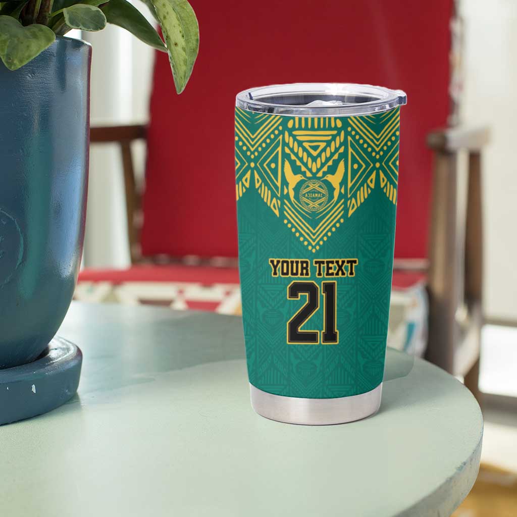 Jamaica Tribal Custom Football Tumbler Cup Green Style - Wonder Print Shop