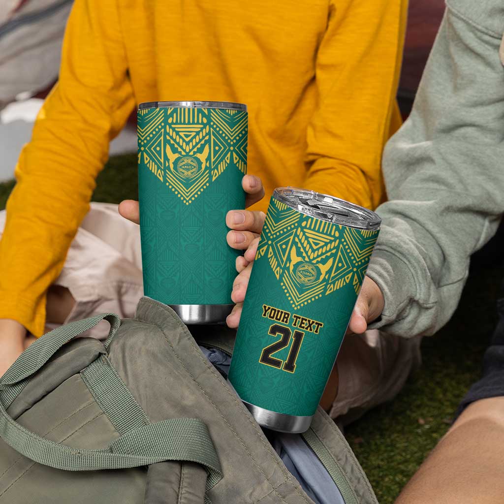 Jamaica Tribal Custom Football Tumbler Cup Green Style - Wonder Print Shop