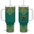 Jamaica Tribal Custom Football Tumbler With Handle Green Style - Wonder Print Shop