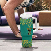 Jamaica Tribal Custom Football Tumbler With Handle Green Style - Wonder Print Shop