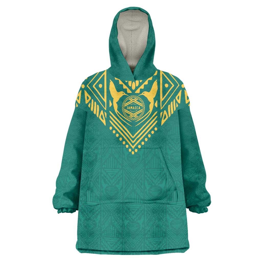 Jamaica Tribal Custom Football Wearable Blanket Hoodie Green Style - Wonder Print Shop