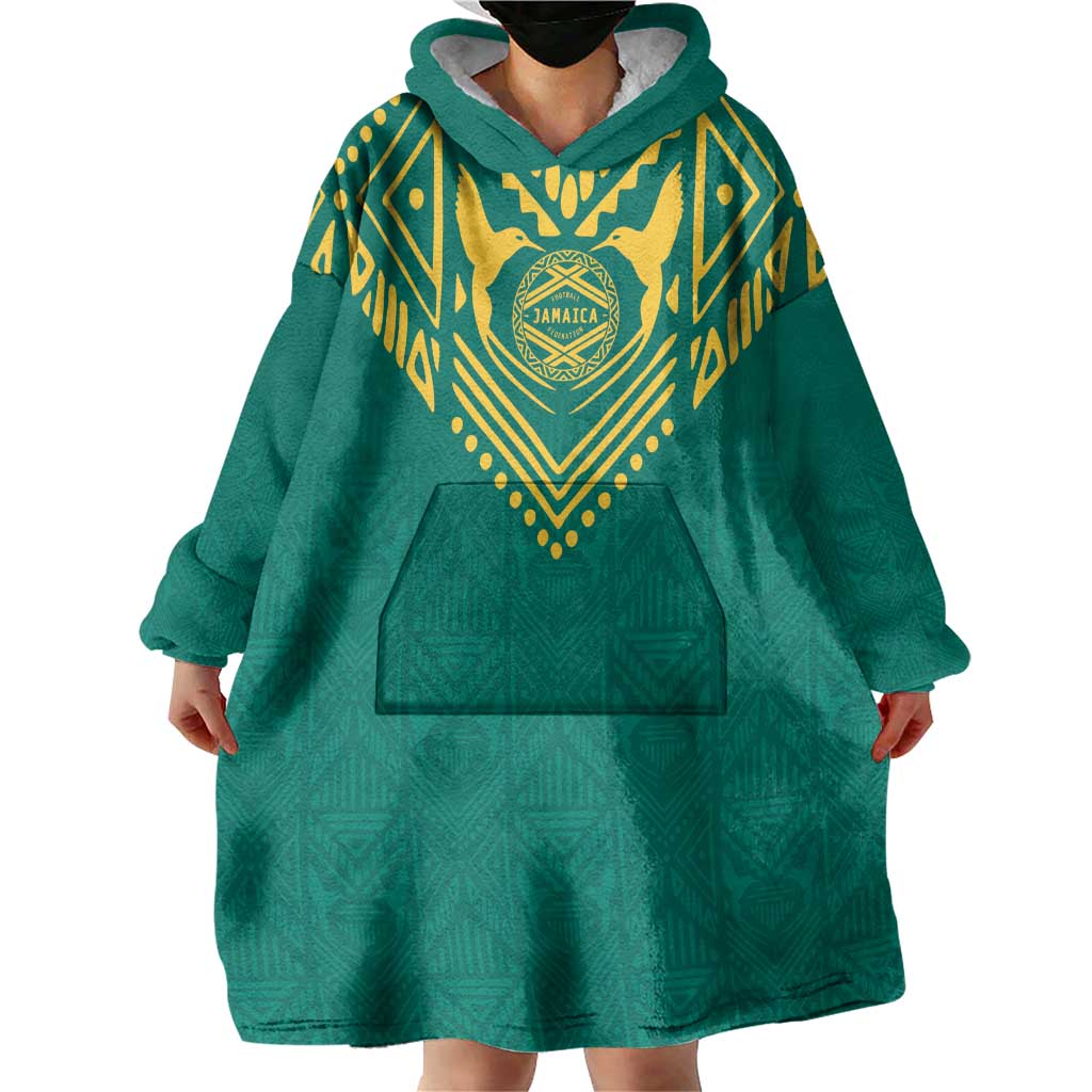 Jamaica Tribal Custom Football Wearable Blanket Hoodie Green Style - Wonder Print Shop
