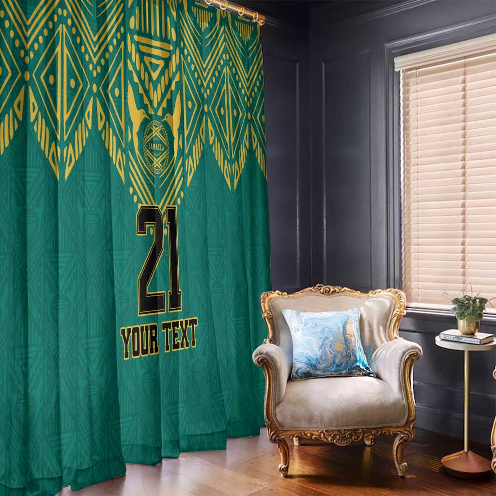 Jamaica Tribal Custom Football Window Curtain Green Style - Wonder Print Shop