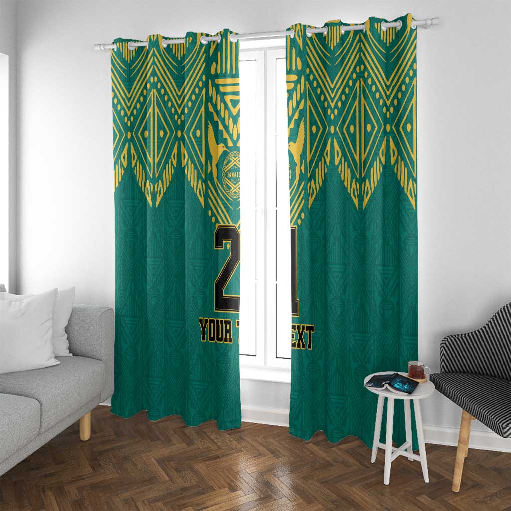 Jamaica Tribal Custom Football Window Curtain Green Style - Wonder Print Shop
