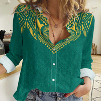 Jamaica Tribal Custom Football Women Casual Shirt Green Style - Wonder Print Shop