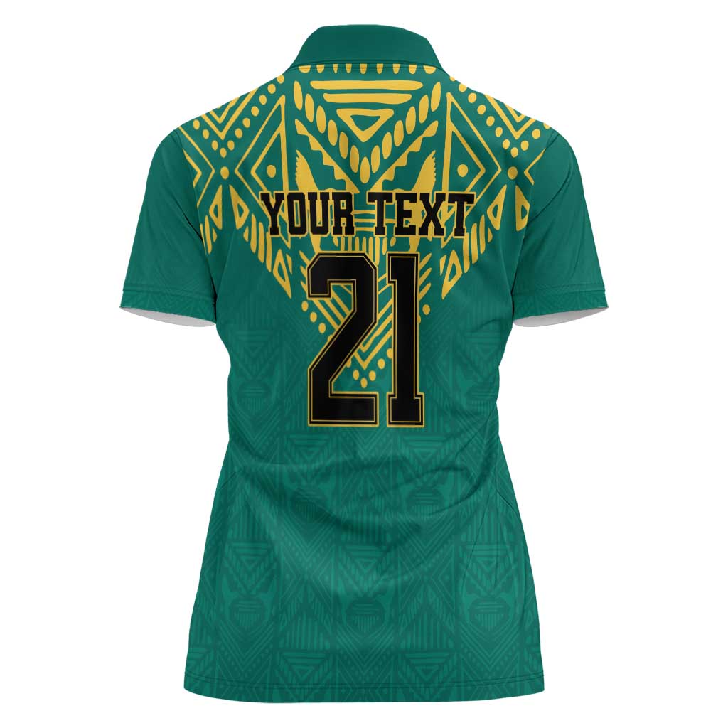 Jamaica Tribal Custom Football Women Polo Shirt Green Style - Wonder Print Shop