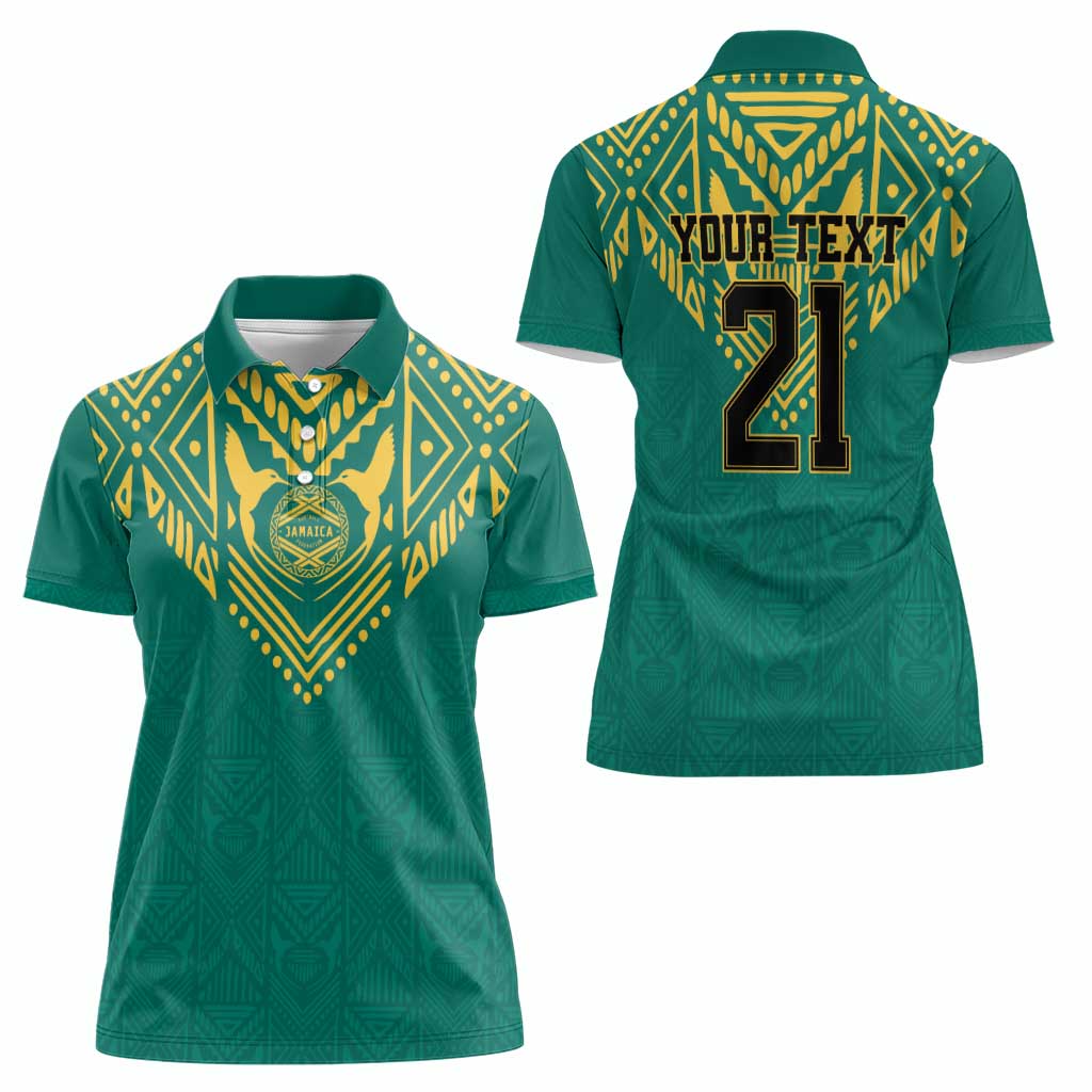 Jamaica Tribal Custom Football Women Polo Shirt Green Style - Wonder Print Shop