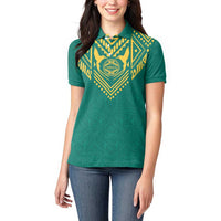 Jamaica Tribal Custom Football Women Polo Shirt Green Style - Wonder Print Shop