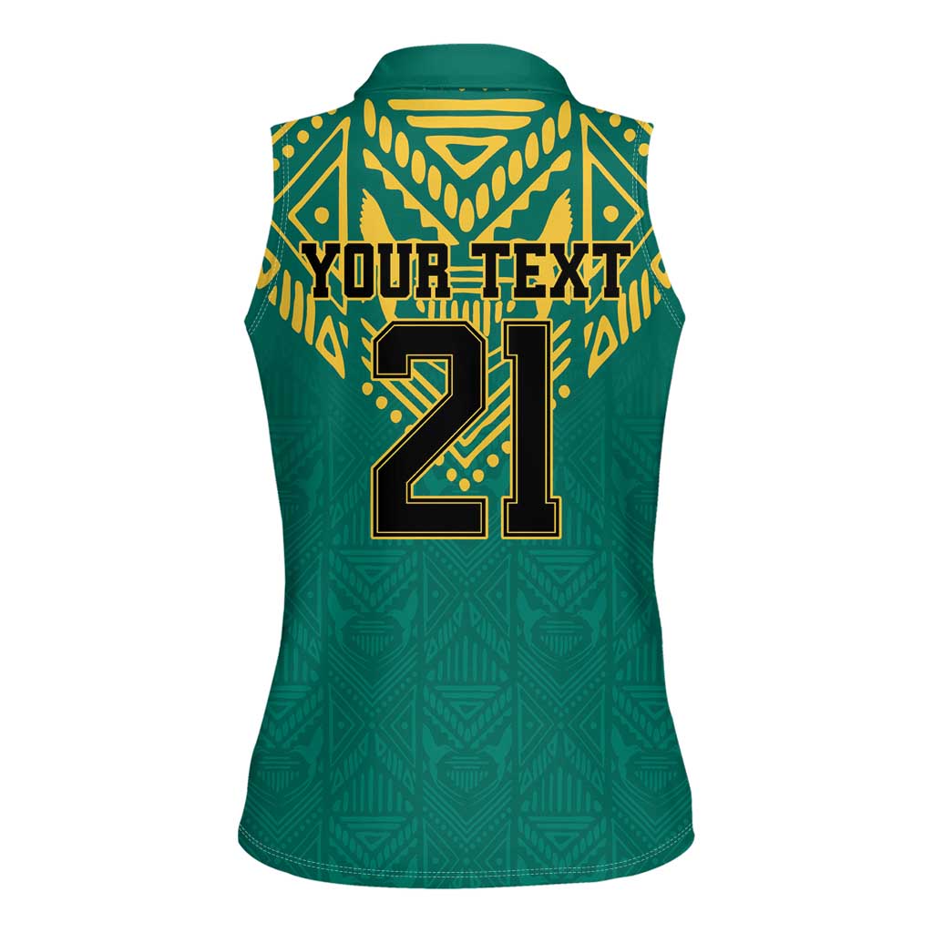 Jamaica Tribal Custom Football Women Sleeveless Polo Shirt Green Style - Wonder Print Shop