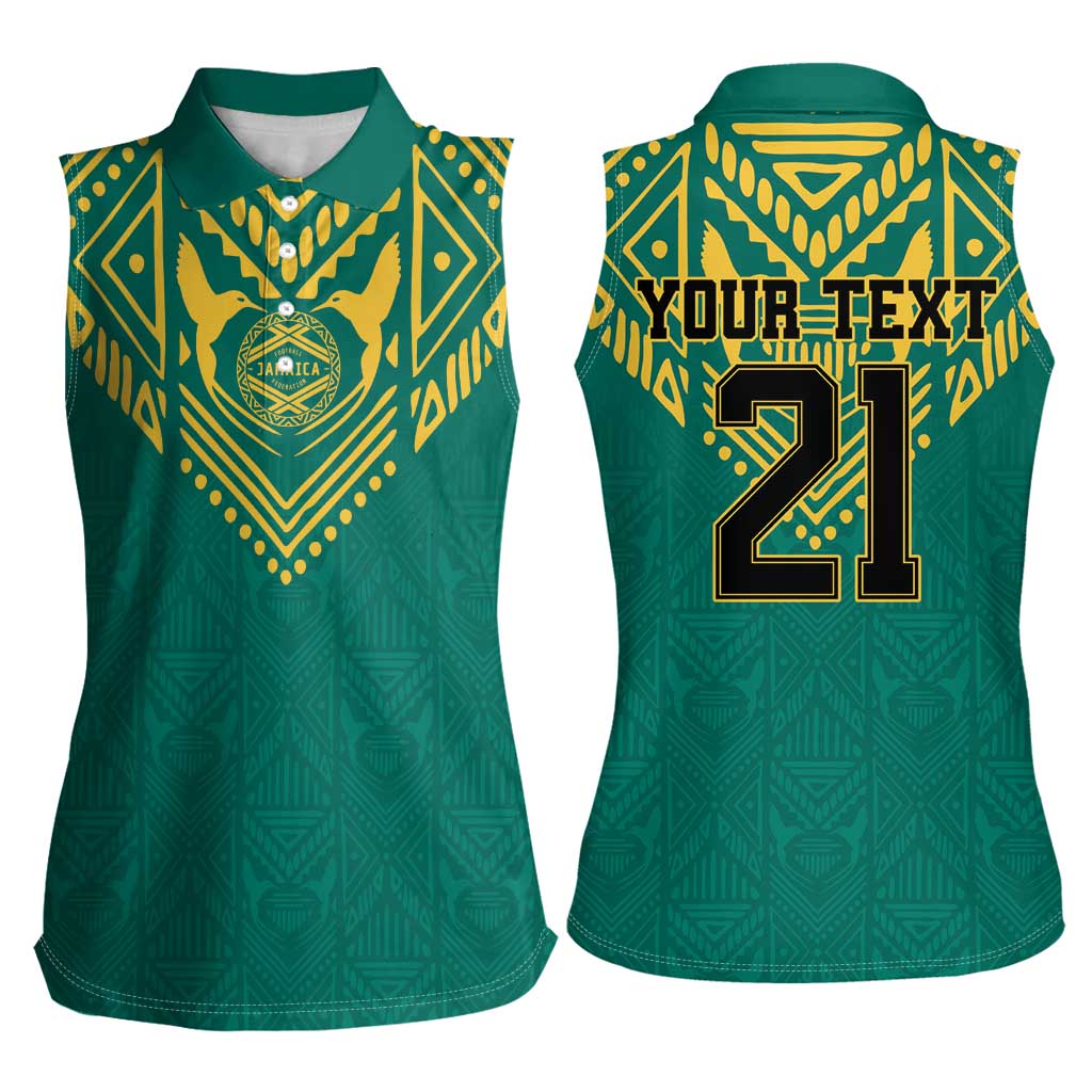 Jamaica Tribal Custom Football Women Sleeveless Polo Shirt Green Style - Wonder Print Shop
