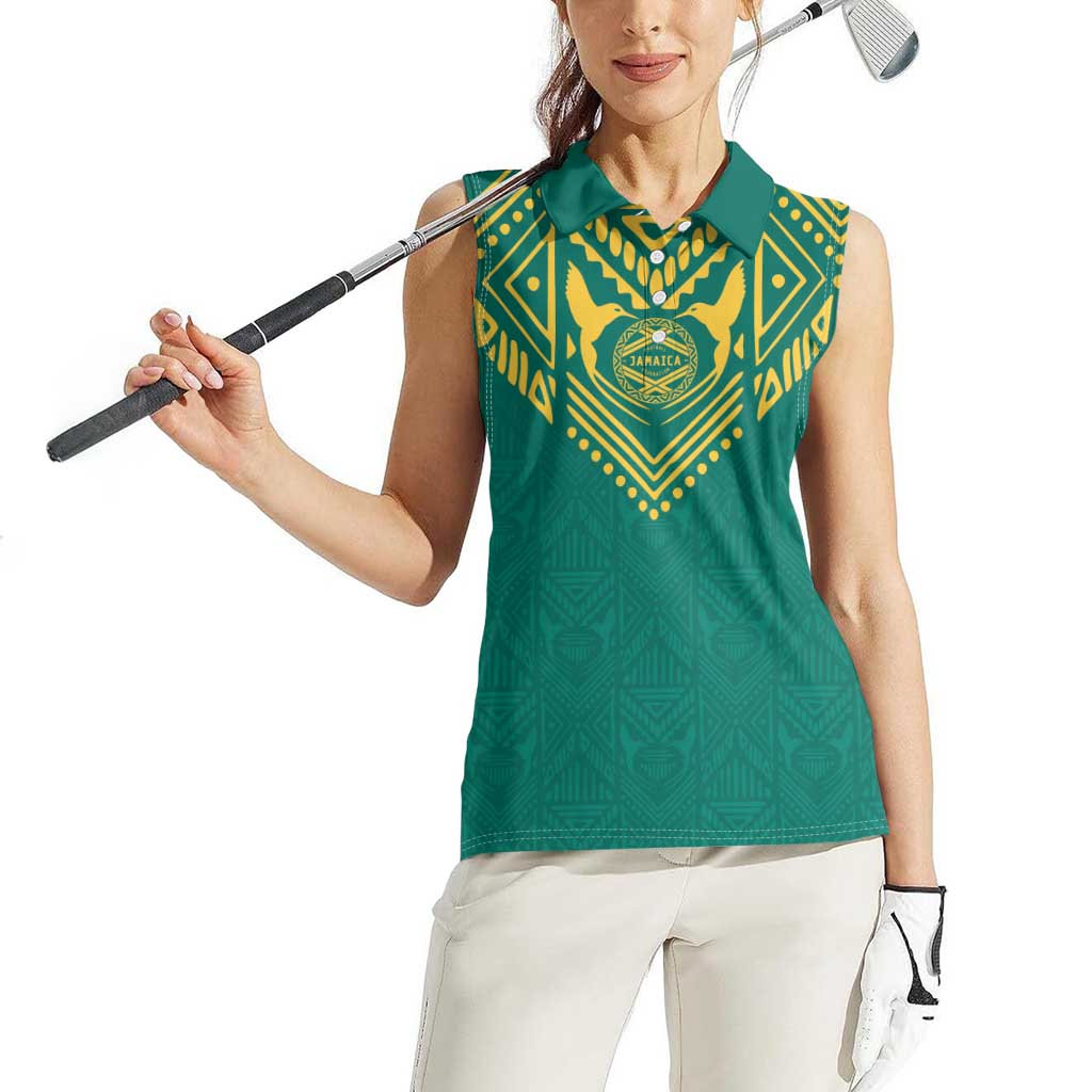 Jamaica Tribal Custom Football Women Sleeveless Polo Shirt Green Style - Wonder Print Shop
