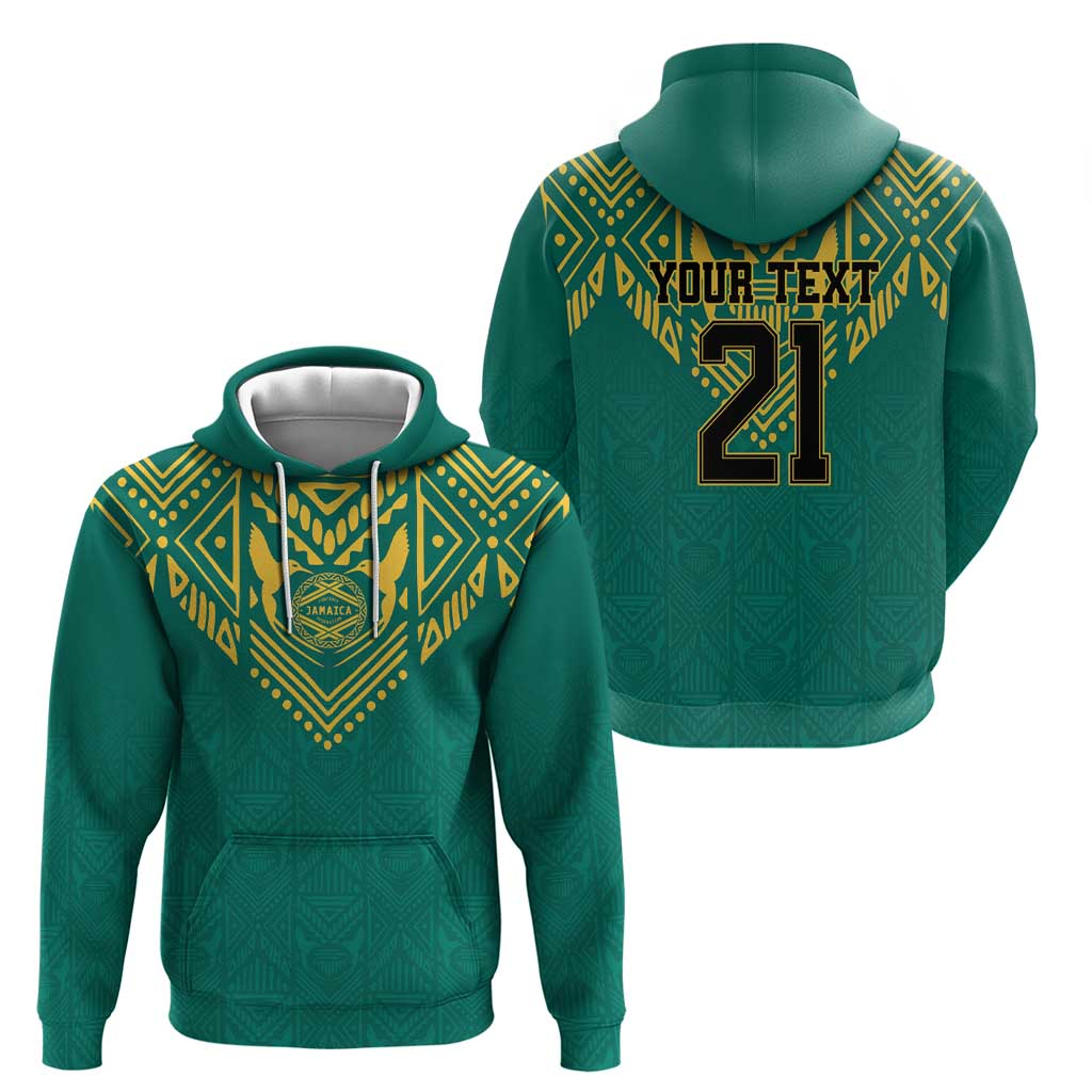 Jamaica Tribal Custom Football Zip Hoodie Green Style - Wonder Print Shop