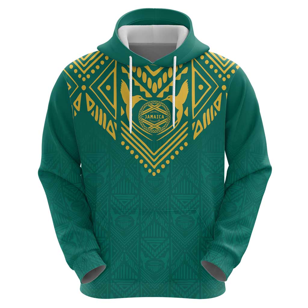 Jamaica Tribal Custom Football Zip Hoodie Green Style - Wonder Print Shop