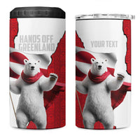 Hands Off Greenland Personalized 4 in 1 Can Cooler Tumbler Poland Bear with Flag