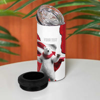 Hands Off Greenland Personalized 4 in 1 Can Cooler Tumbler Poland Bear with Flag