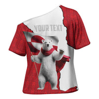 Hands Off Greenland Personalized Cross Shoulder Shirt Poland Bear with Flag