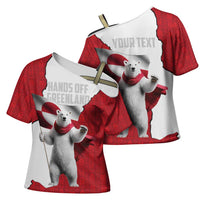 Hands Off Greenland Personalized Cross Shoulder Shirt Poland Bear with Flag