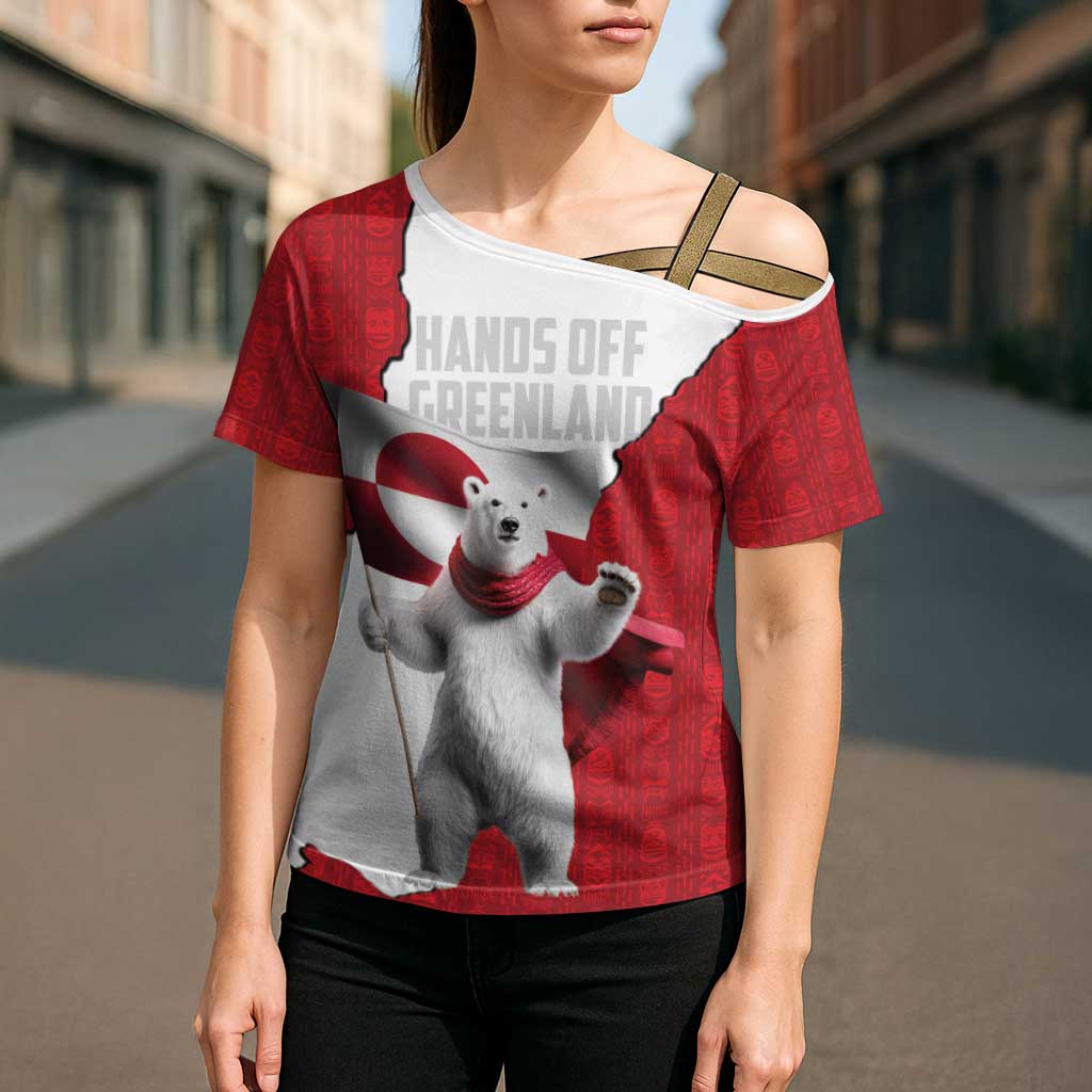 Hands Off Greenland Personalized Cross Shoulder Shirt Poland Bear with Flag