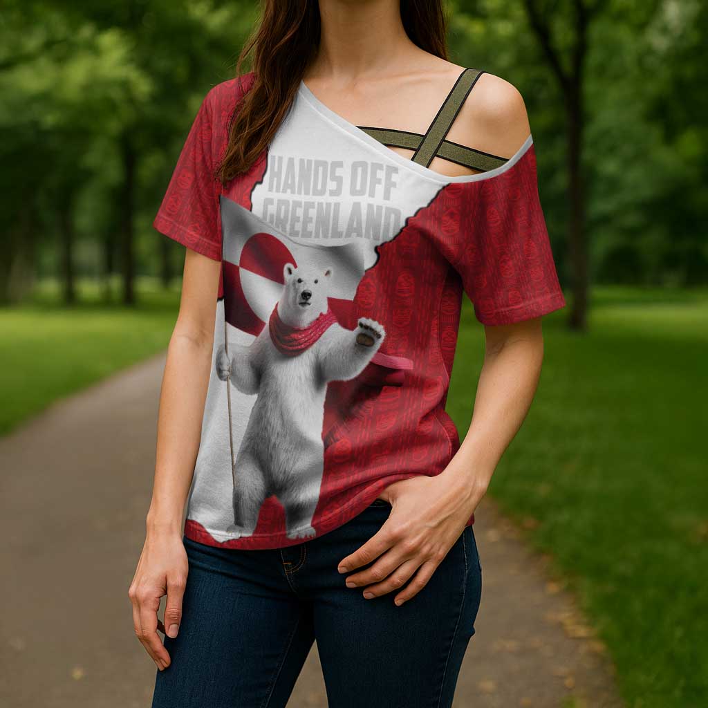 Hands Off Greenland Personalized Cross Shoulder Shirt Poland Bear with Flag