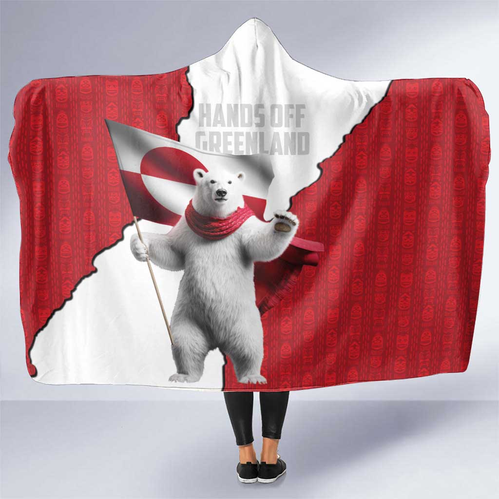 Hands Off Greenland Hooded Blanket Poland Bear with Flag