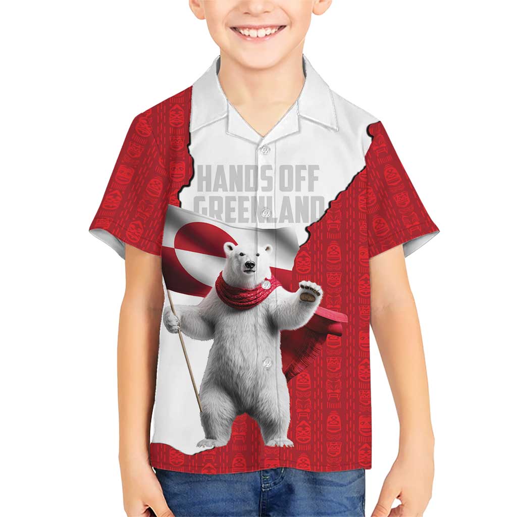 Hands Off Greenland Personalized Kid Hawaiian Shirt Poland Bear with Flag