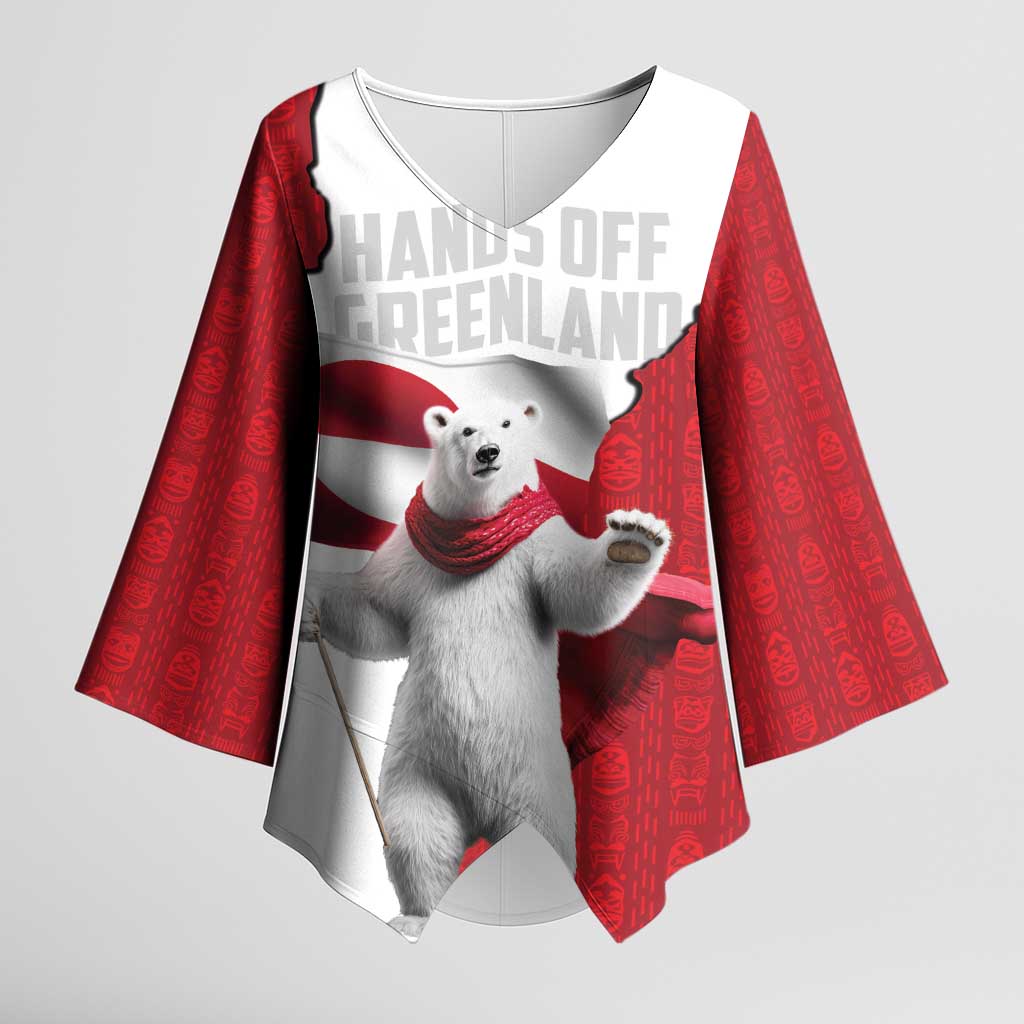 Hands Off Greenland Personalized Kimono Sleeve Blouse Poland Bear with Flag