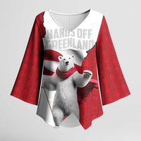 Hands Off Greenland Personalized Kimono Sleeve Blouse Poland Bear with Flag