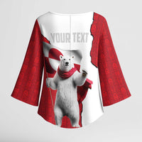 Hands Off Greenland Personalized Kimono Sleeve Blouse Poland Bear with Flag