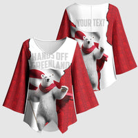 Hands Off Greenland Personalized Kimono Sleeve Blouse Poland Bear with Flag
