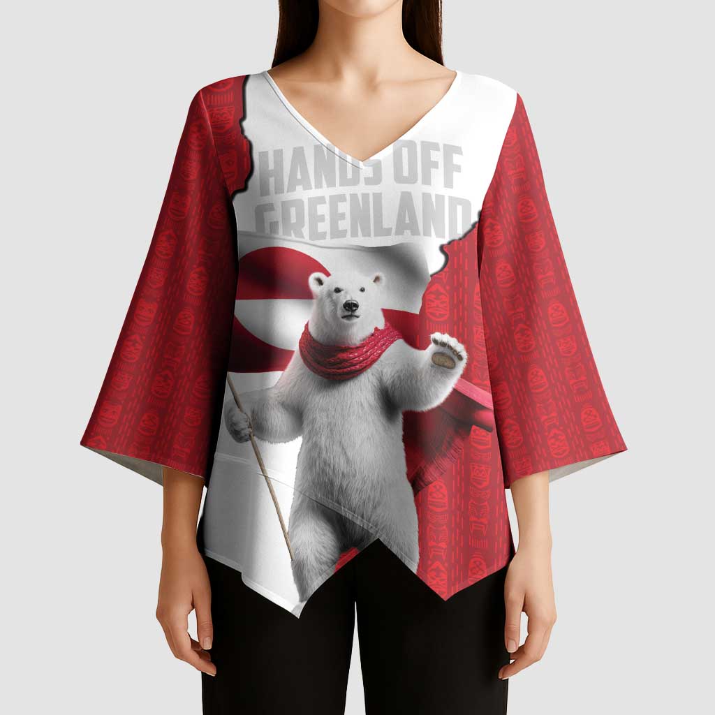 Hands Off Greenland Personalized Kimono Sleeve Blouse Poland Bear with Flag