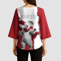 Hands Off Greenland Personalized Kimono Sleeve Blouse Poland Bear with Flag