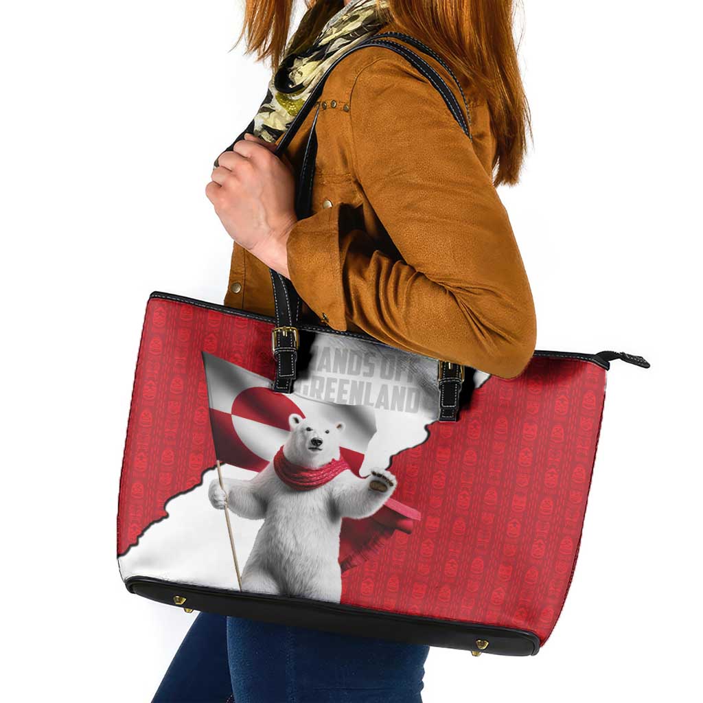 Hands Off Greenland Leather Tote Bag Poland Bear with Flag
