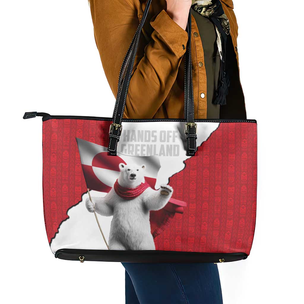 Hands Off Greenland Leather Tote Bag Poland Bear with Flag