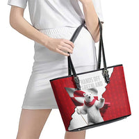 Hands Off Greenland Leather Tote Bag Poland Bear with Flag
