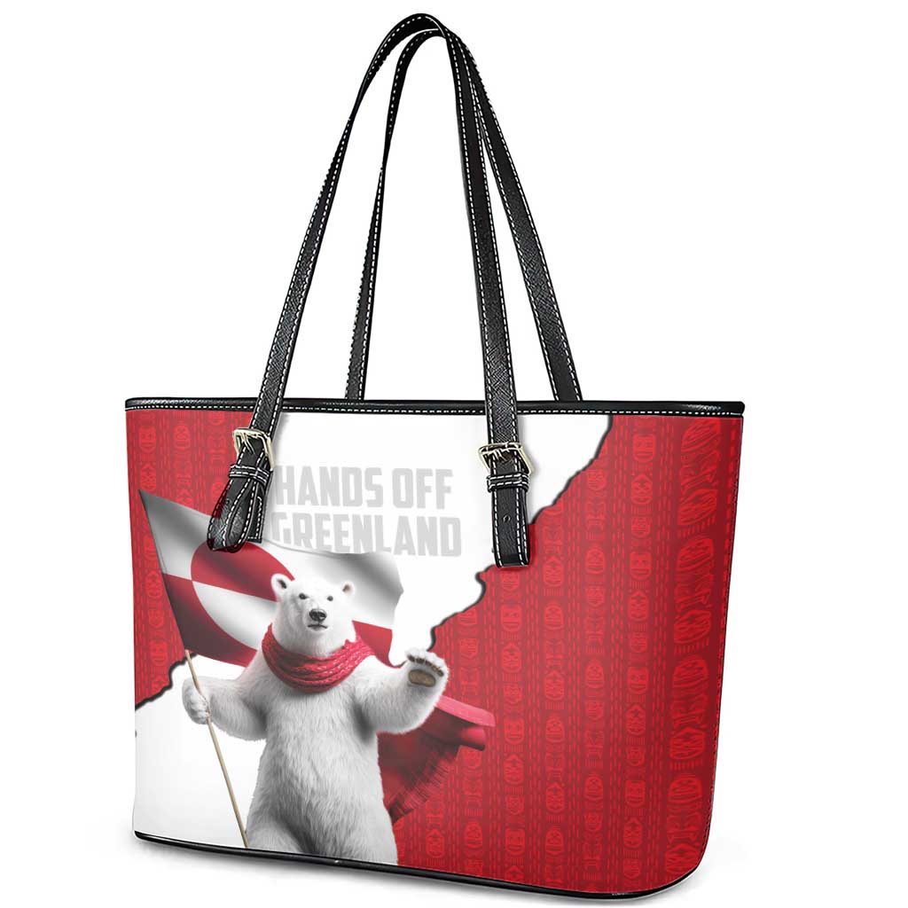 Hands Off Greenland Leather Tote Bag Poland Bear with Flag