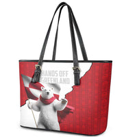 Hands Off Greenland Leather Tote Bag Poland Bear with Flag
