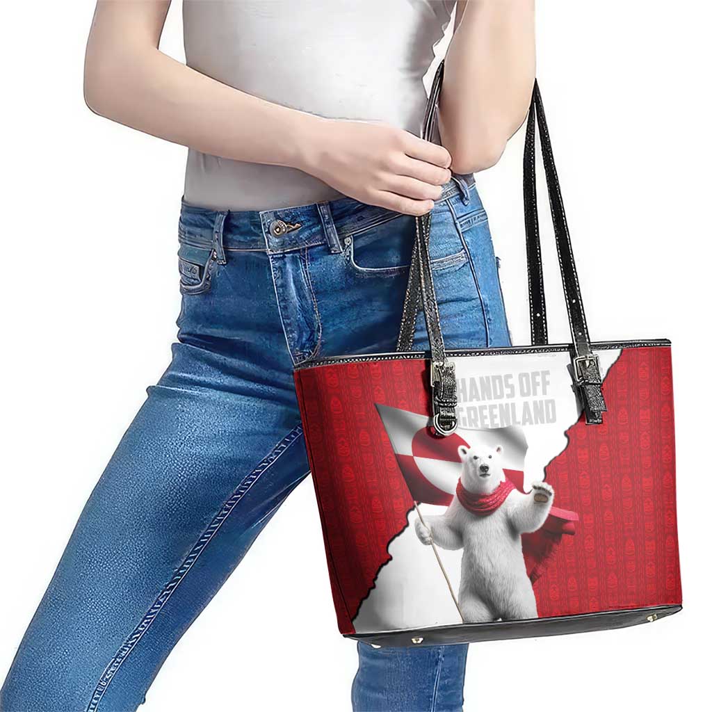 Hands Off Greenland Leather Tote Bag Poland Bear with Flag