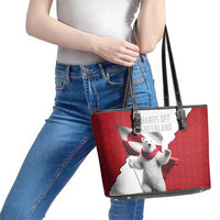 Hands Off Greenland Leather Tote Bag Poland Bear with Flag